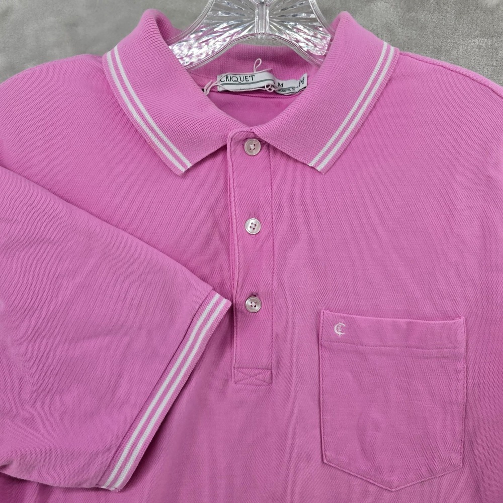 Criquet Polo Shirt Mens Medium Pink Pima Cotton Short Sleeve Pocket